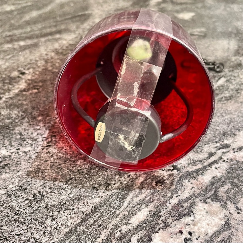 🌸3/$25 🆕 Wrought Iron and Glass Red Hanging Tea-light Holder Small Lantern - Picture 6 of 11